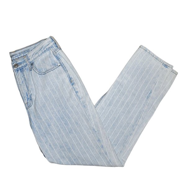 American Eagle Women's Regular Fit Light Blue Pinstripe Jeans Size 4 100% Cotton - Picture 5 of 9